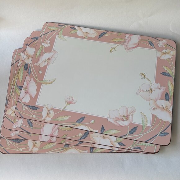 Vtg Set of Four Floral Placemat Cork Backed - Picture 1 of 8